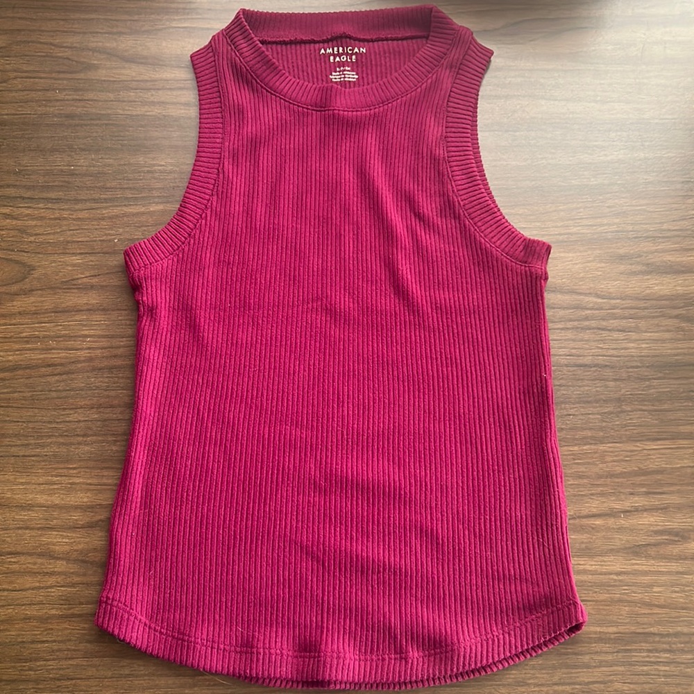 American Eagle Outfitters Ribbed Tank Top - Deep Pink